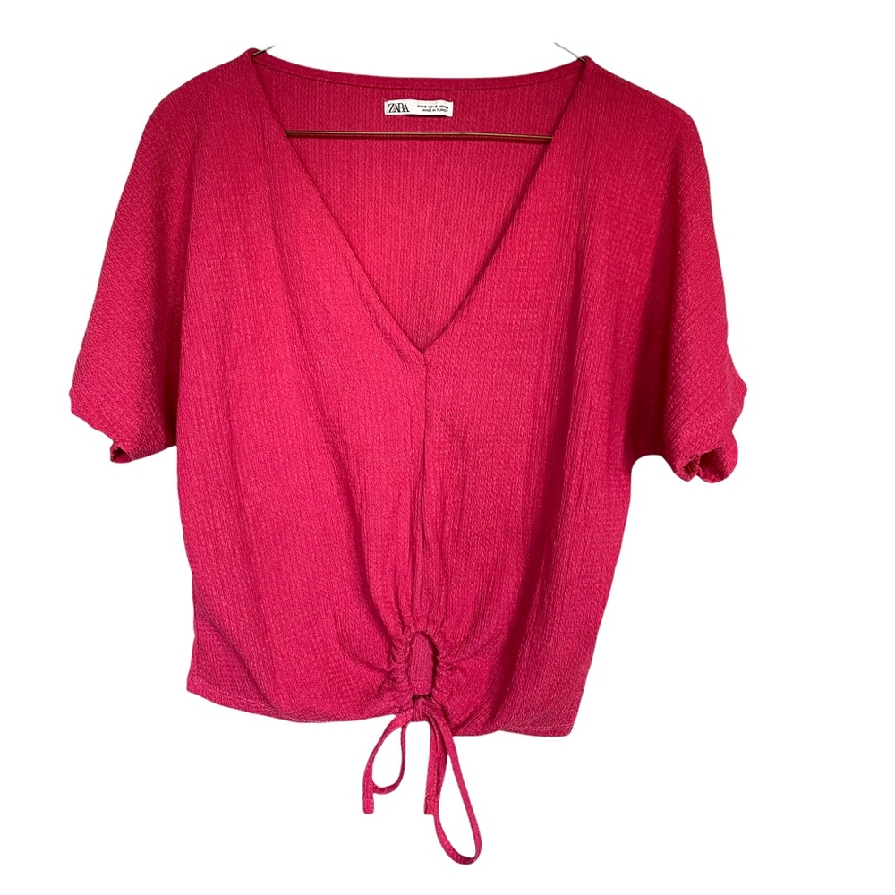 ZARA Hot Pink Textured Crop Top M